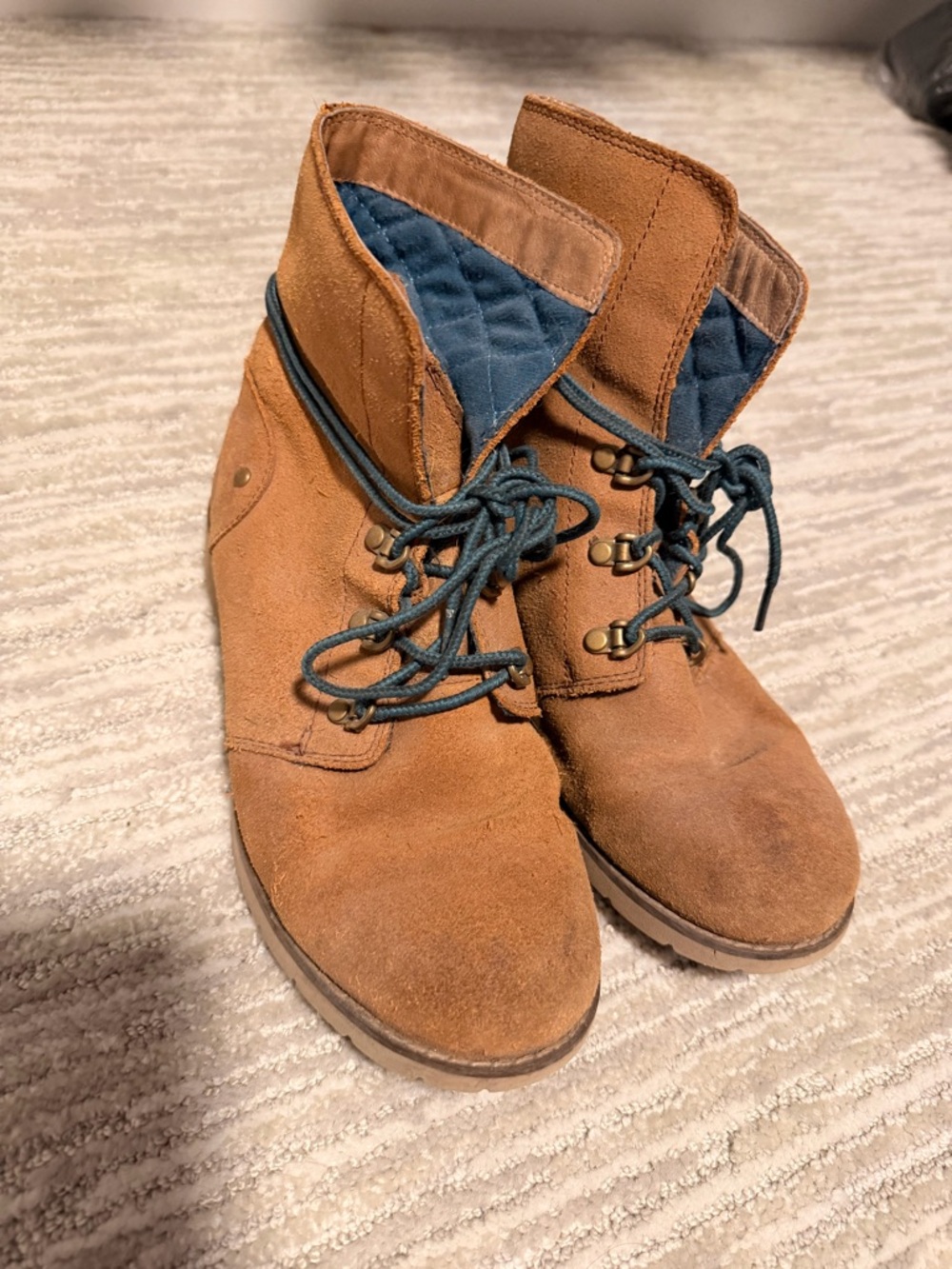 The North Face Women's Suede Lace-Up Ankle Boots in Brown with Blue Lining